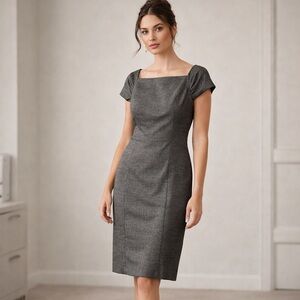ANN TAYLOR Charcoal Gray Cap Sleeve Sheath Dress — Size 10